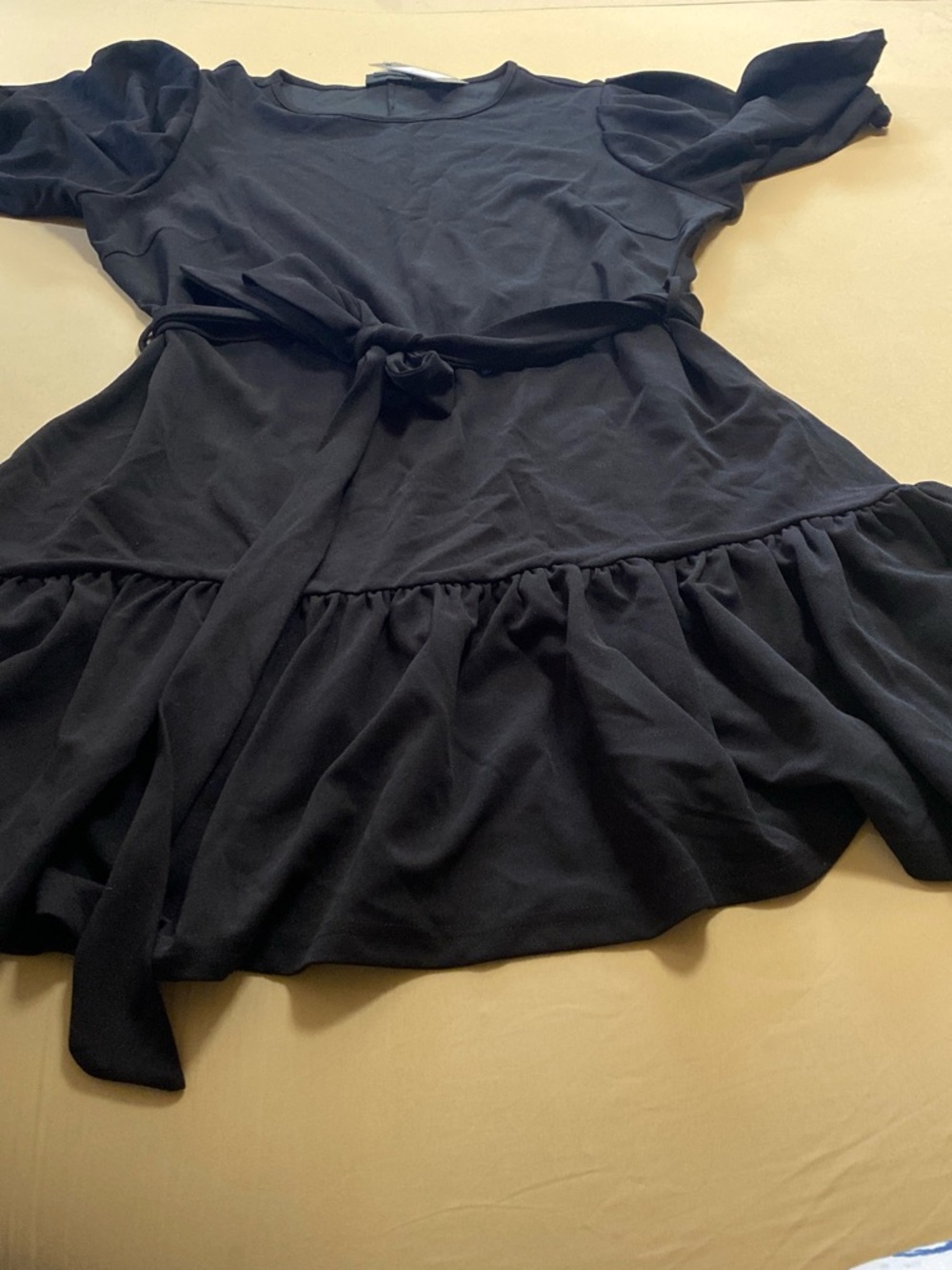 City Chic Black Tie-Waist Ruffle Mini Dress
